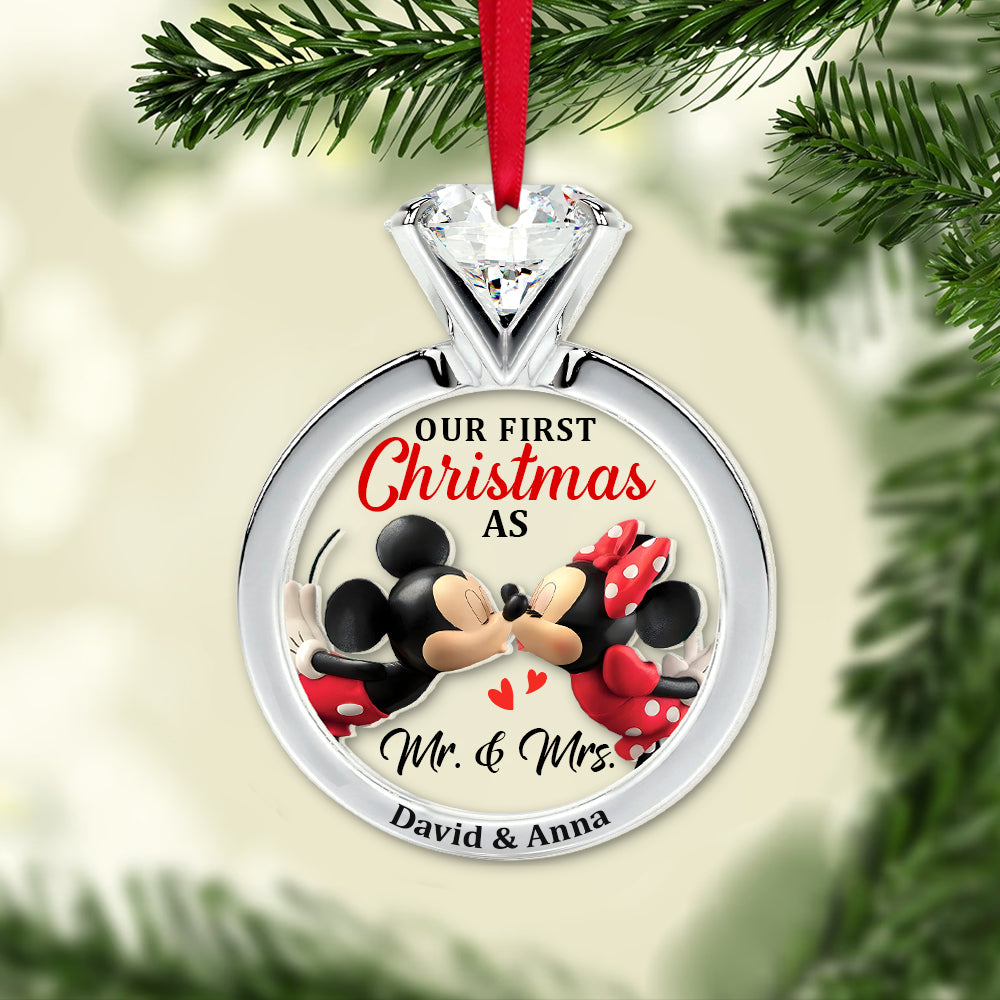 Our First Christmas As Mr And Mrs, Personalized Acrylic Ornament, PW-02QHTN041023, Xmas Gift For Couple, Anniversary Gift Idea - Ornament - GoDuckee