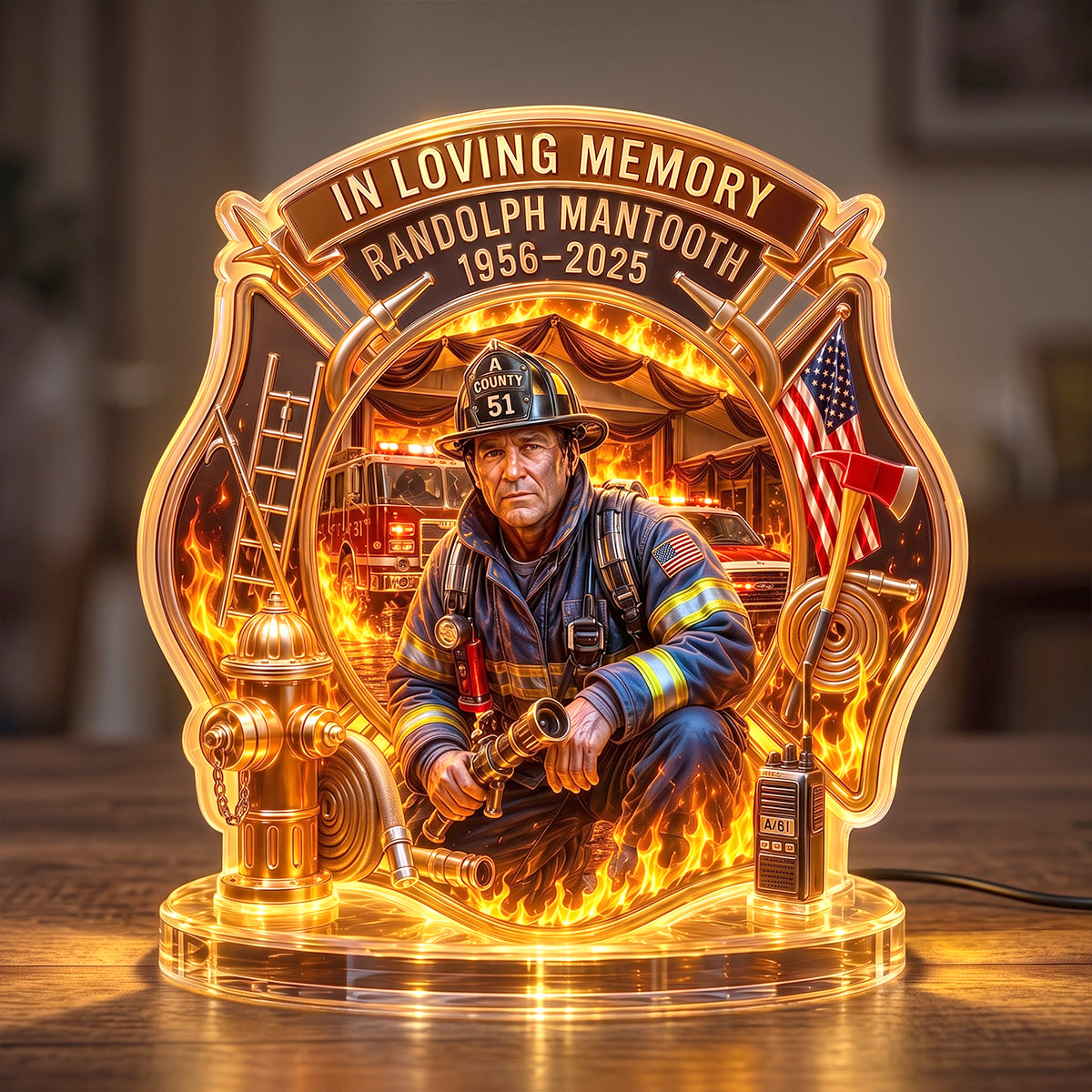 Firefighter Hero In Heaven Light Box - Personalized Keepsake To Remember Departed Firefighter 04QHTN270726 - Light Box - GoDuckee