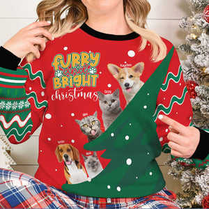 Custom Photo Gift For Pet Lover, Furry And Bright Christmas Ugly Sweater 03TOLU111024 - Ugly Christmas Sweater - GoDuckee