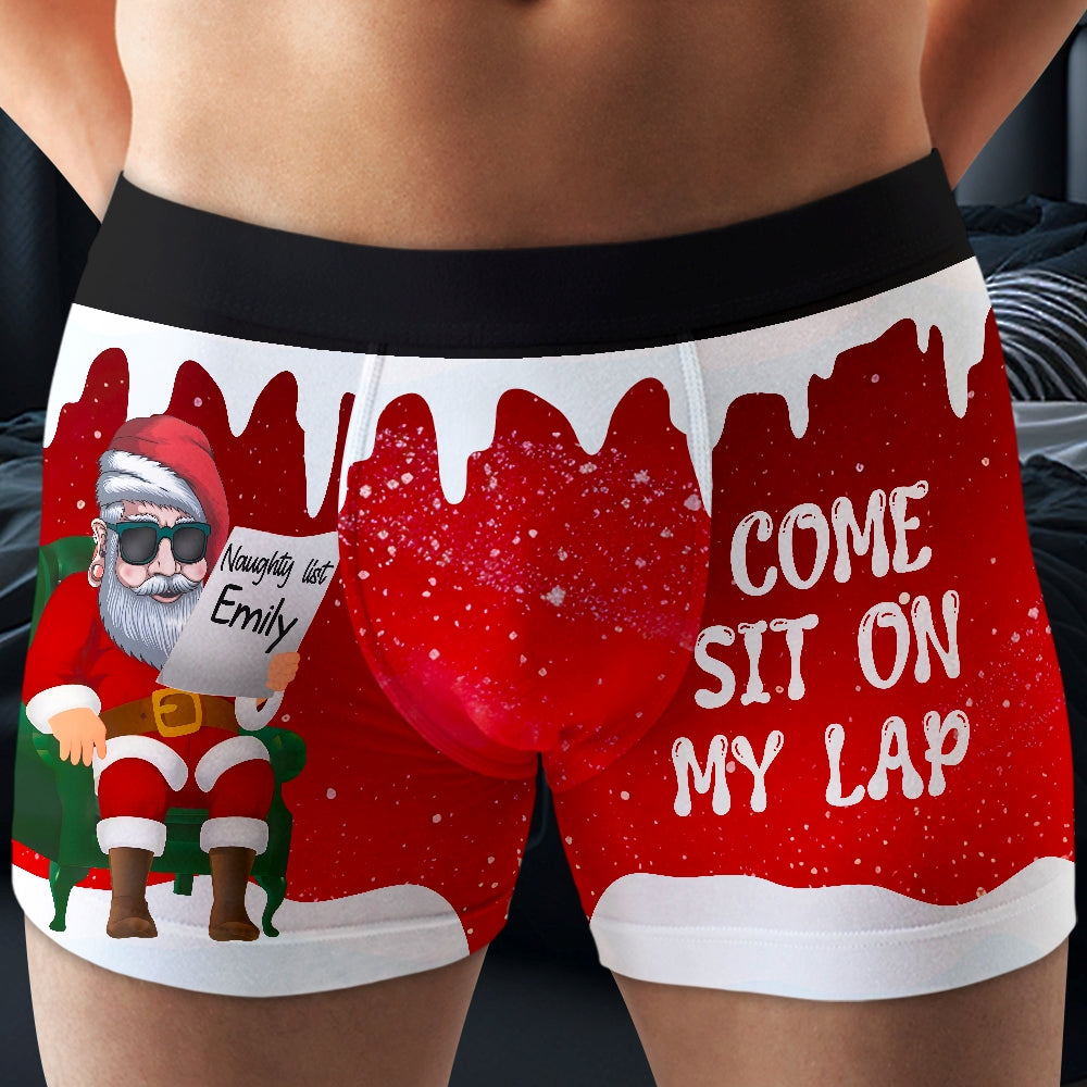 Personalized Gifts for Couple Men's Boxers, Naughty Santa Come Sit On My Lap 02todc060824 - Boxer Briefs - GoDuckee