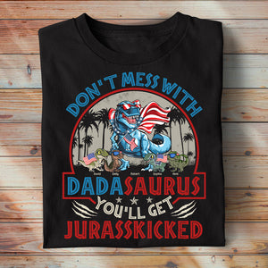 Don't Mess With Dadasaurus, Personalized Shirt, Dinosaur Dad In The Park, Gift For Dad - Shirts - GoDuckee