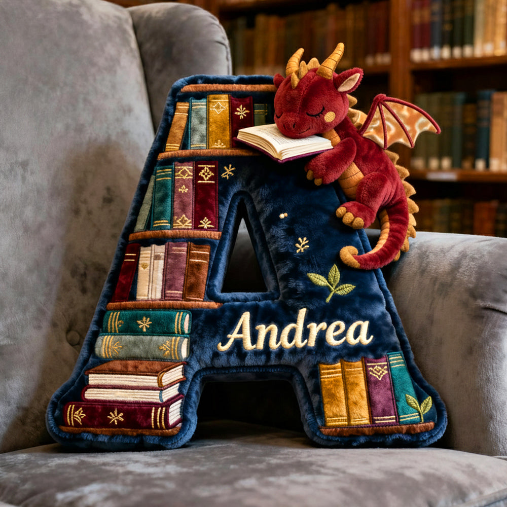Book Dragon Alphabet Initial Letters Pillow, Personalized Gifts For Book Lovers 05qhtn191125 - Pillow - GoDuckee