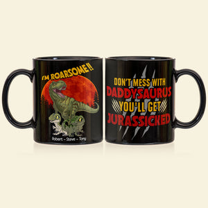 T-Rex Roarsome Dad Personalized Coffee Mug, Black Mug BLM-04dnpo070623 - Coffee Mug - GoDuckee
