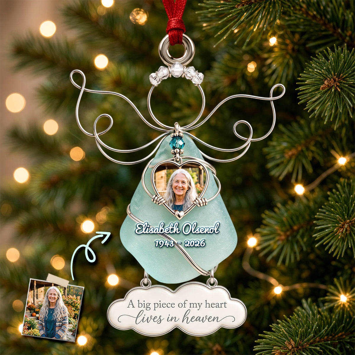 Angel Heaven Seaglass Ornament - Personalized Gifts For Remember Christmas Ornament 04NADH290926 - Ornament - GoDuckee