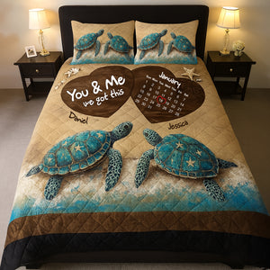 Beachy Sea Turtle Quilt Bed Set - Personalized Anniversary Gifts For Couple 08TOLU150725 - Blanket - GoDuckee