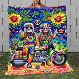 Personalized Gifts For Couple, Hippie Couple Blanket 01ACDT050924 - Blanket - GoDuckee