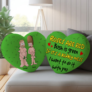 Personalized Gifts For Couple, Naughty Couple Hiding In Bush Heart Shaped Pillow 03qhtn090724hg - Pillow - GoDuckee