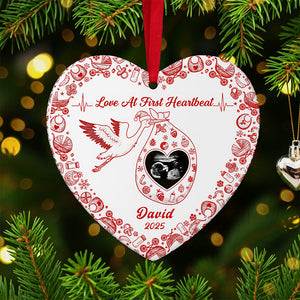 Personalized Christmas Gifts For Pregnant Women Heart Ceramic Ornament 03kita170925 - Ornament - GoDuckee