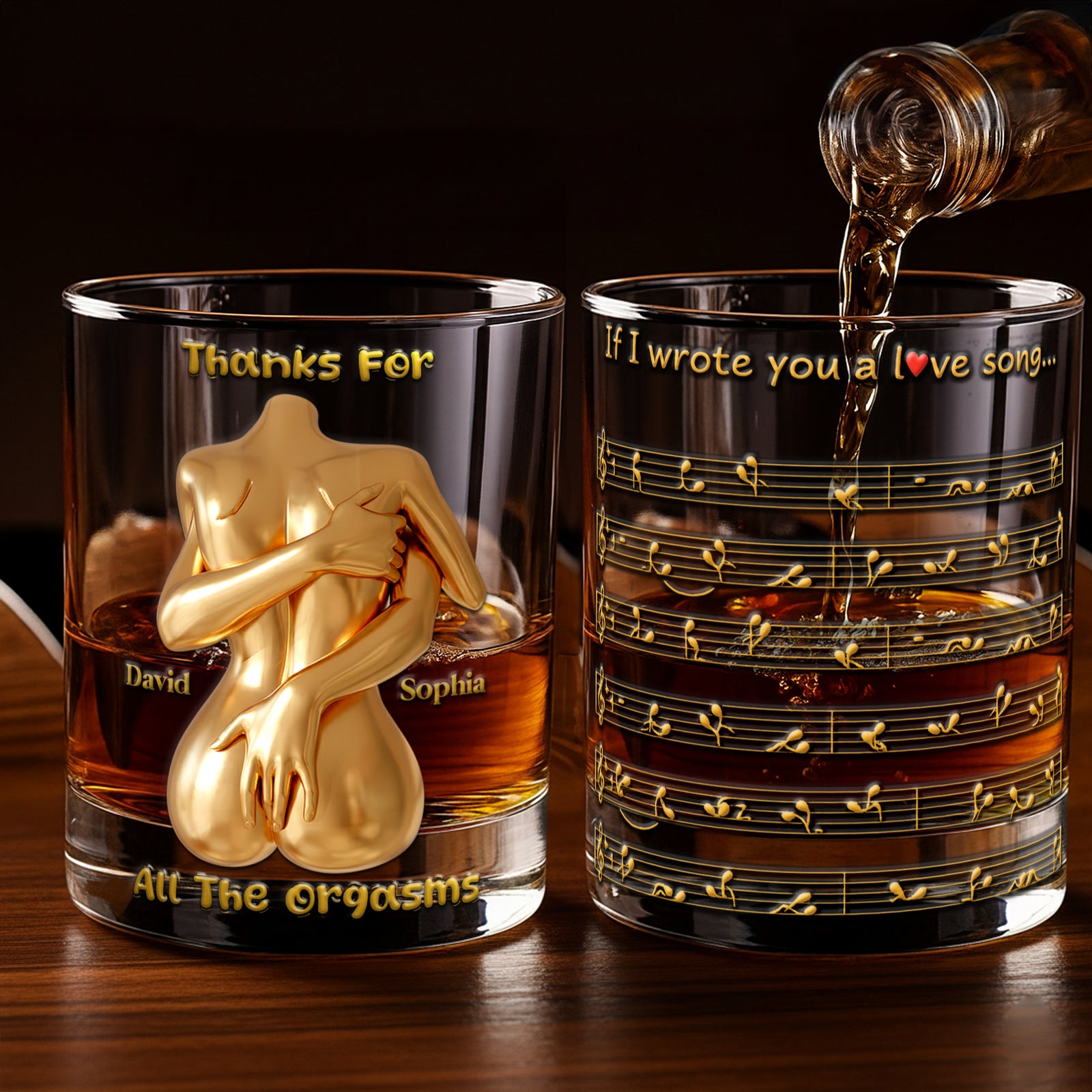 Sexy Hugging Couple Round Glass - Personalized Gifts For Couples 02NALU201125 - Glass - GoDuckee