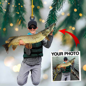 Custom Photo Gifts For Fishing Lover, Upload Fishing Photo Christmas Ornament 38pgxx290824 - Ornament - GoDuckee