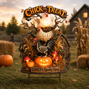Spooky Farm Halloween Chick Yard Sign - Personalized Gifts For Halloween 071padh120826