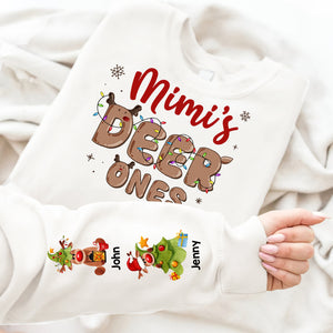 Mimi's Deer Ones, Personalized Shirt For Grandma, Mom, Christmas Gift For Family, Cute Reindeer Xmas Shirt - AOP Products - GoDuckee