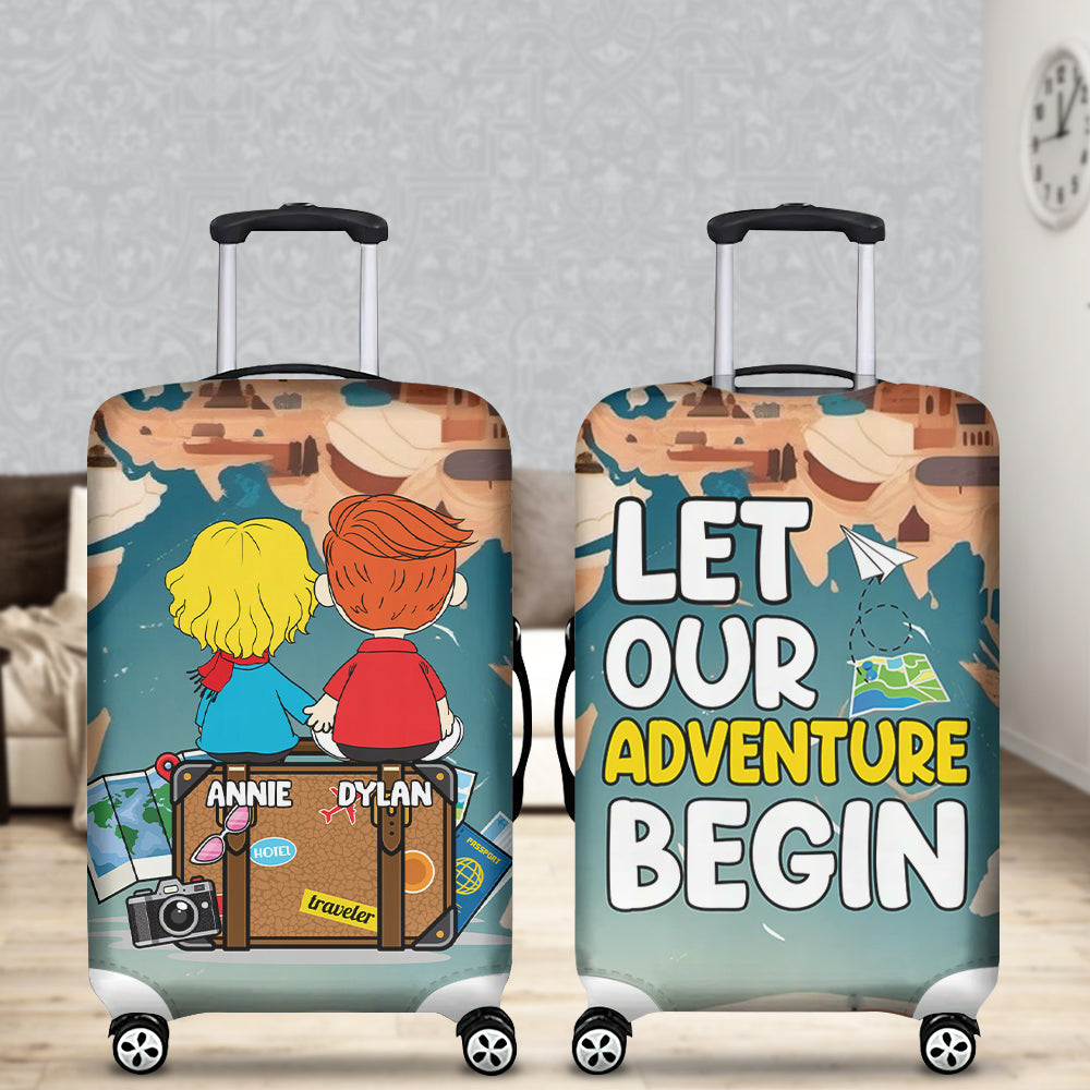 Personalized Gift For Couple Luggage Cover Let Adventure Begin 06TOLU251224HG