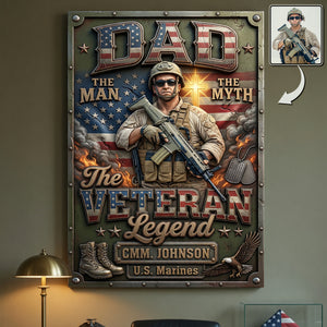 Patriotic Veteran Dad Metal Sign - Personalized Custom Photo Gifts For Dads 03HUQN200526 - Metal Signs - GoDuckee