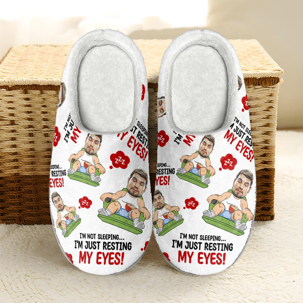 I'm Not Sleeping, I'm Just Resting My Eyes, Funny Custom Dad Face Home Slippers, Gift For Dad - Shoes - GoDuckee