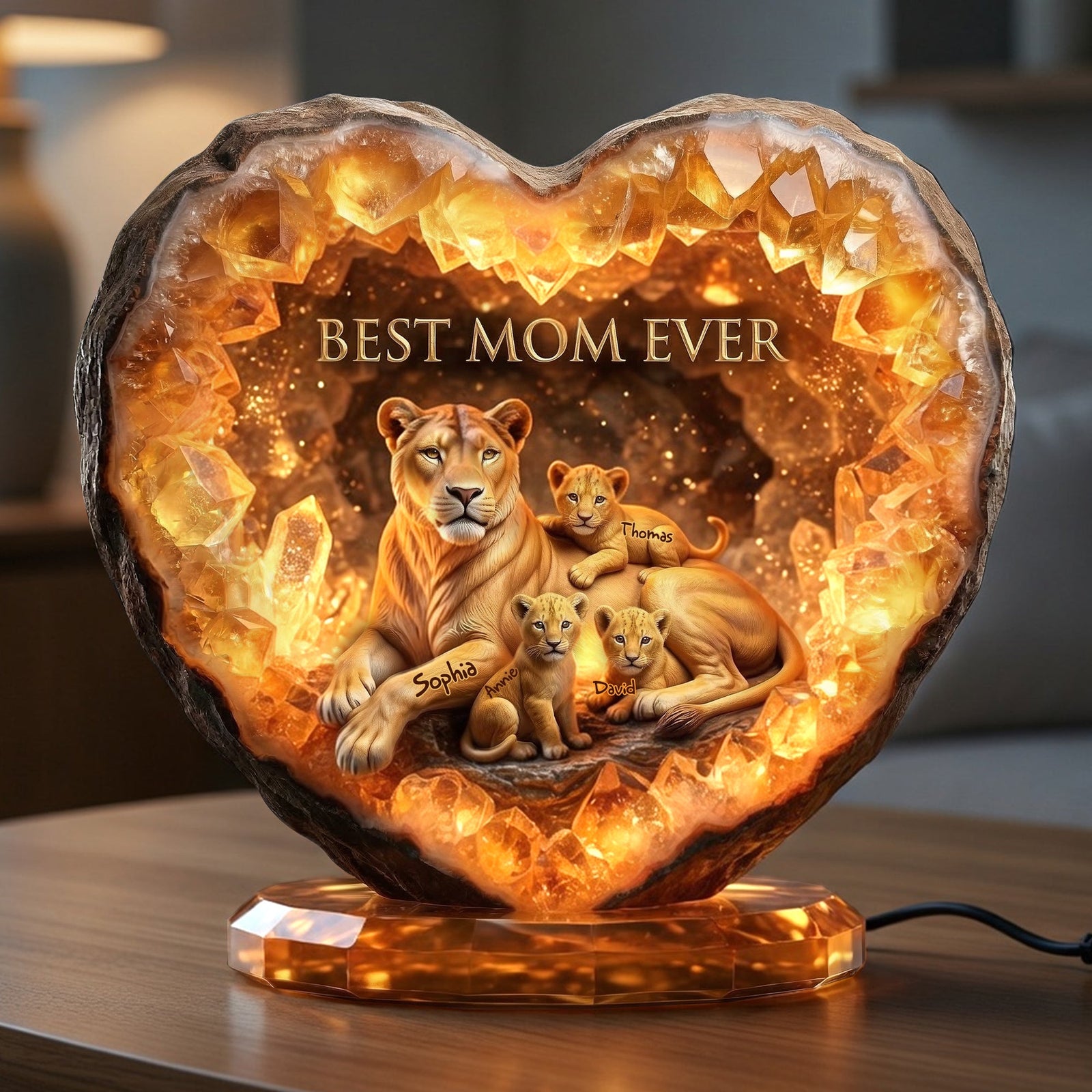 Best Lion Mom Ever Acrylic Light Box - Personalized Gifts For Moms 02nalu180326 - Light Box - GoDuckee