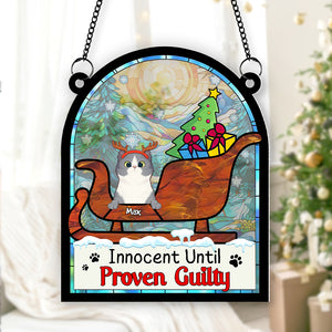 Personalized Gifts For Cat Lover Suncatcher Ornament 041hutn190724 Naughty Cat Christmas - Ornament - GoDuckee