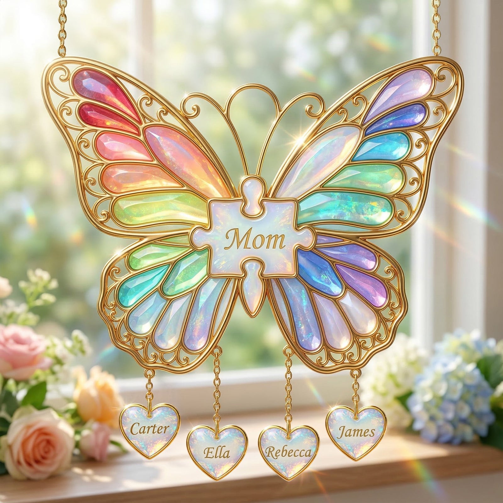 Butterfly Mom Suncatcher Ornament - Personalized Gifts For Mother's Day 01nalu170326 - Ornament - GoDuckee