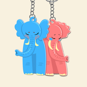 Personalized Elephant Couple Keychains - Couple Gift - Keychains - GoDuckee