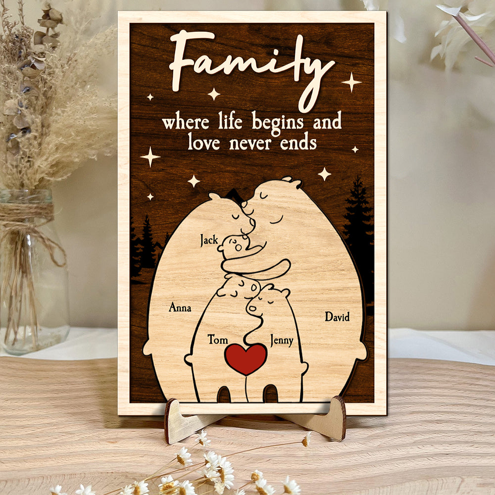 Personalized Gifts For Family Wood Sign Where Life Begins And Never Ends - Wood Signs - GoDuckee