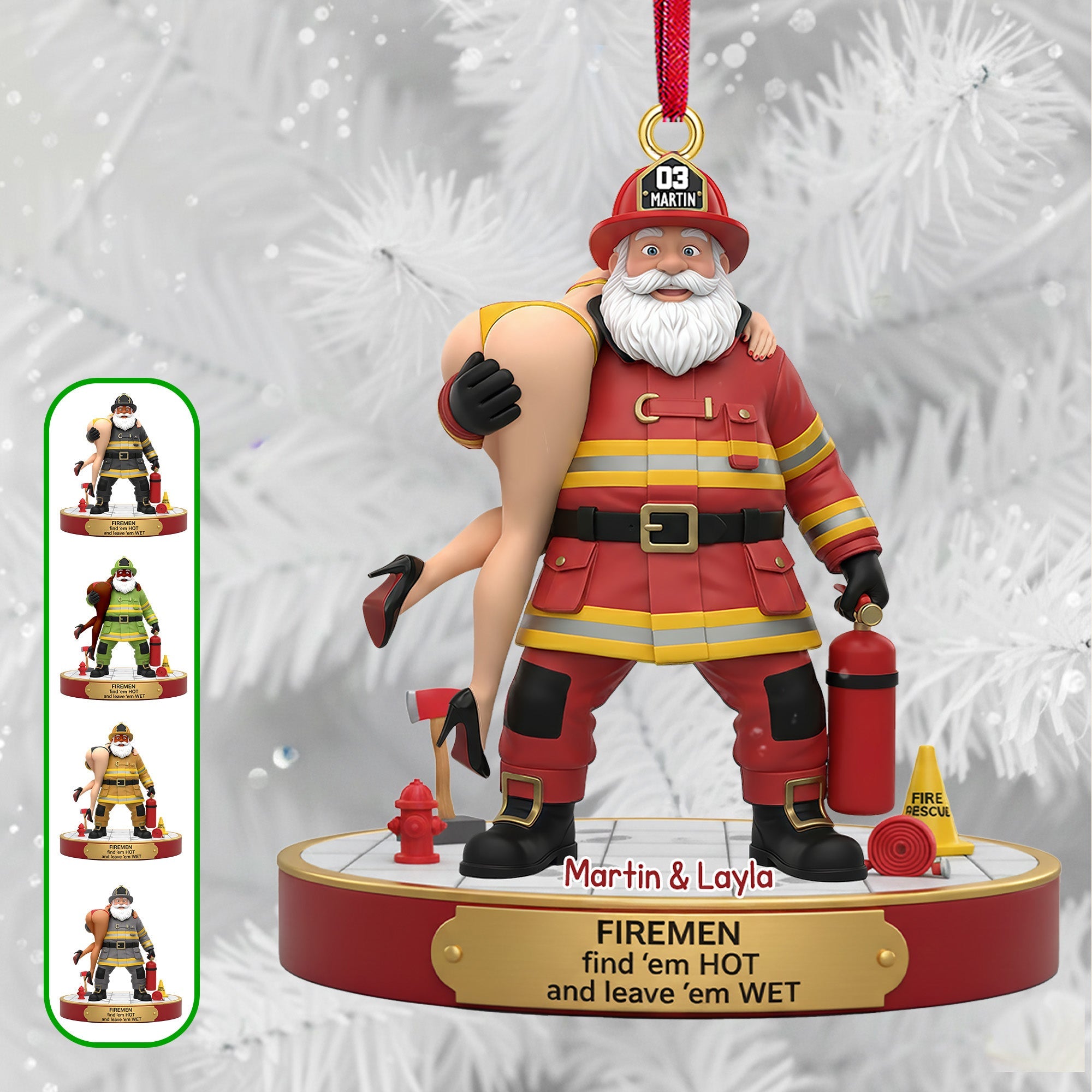 Naughty Firefighter Couple Ornament - Personalized Gift For Couple Christmas Ornament 06OHMG241125 - Ornament - GoDuckee