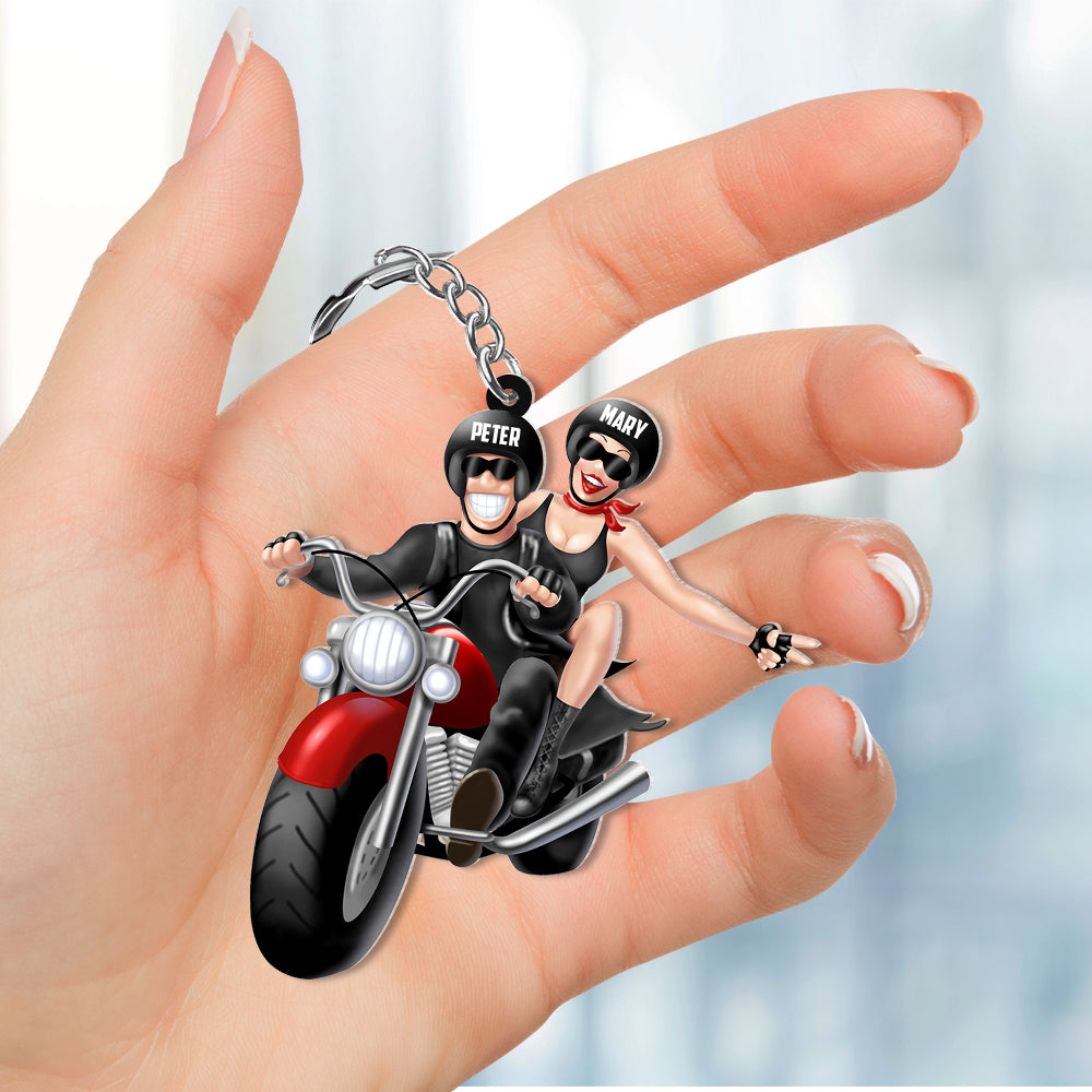 Motocycle Couple Personalized Keychain Biker Couple Gift - Keychains - GoDuckee