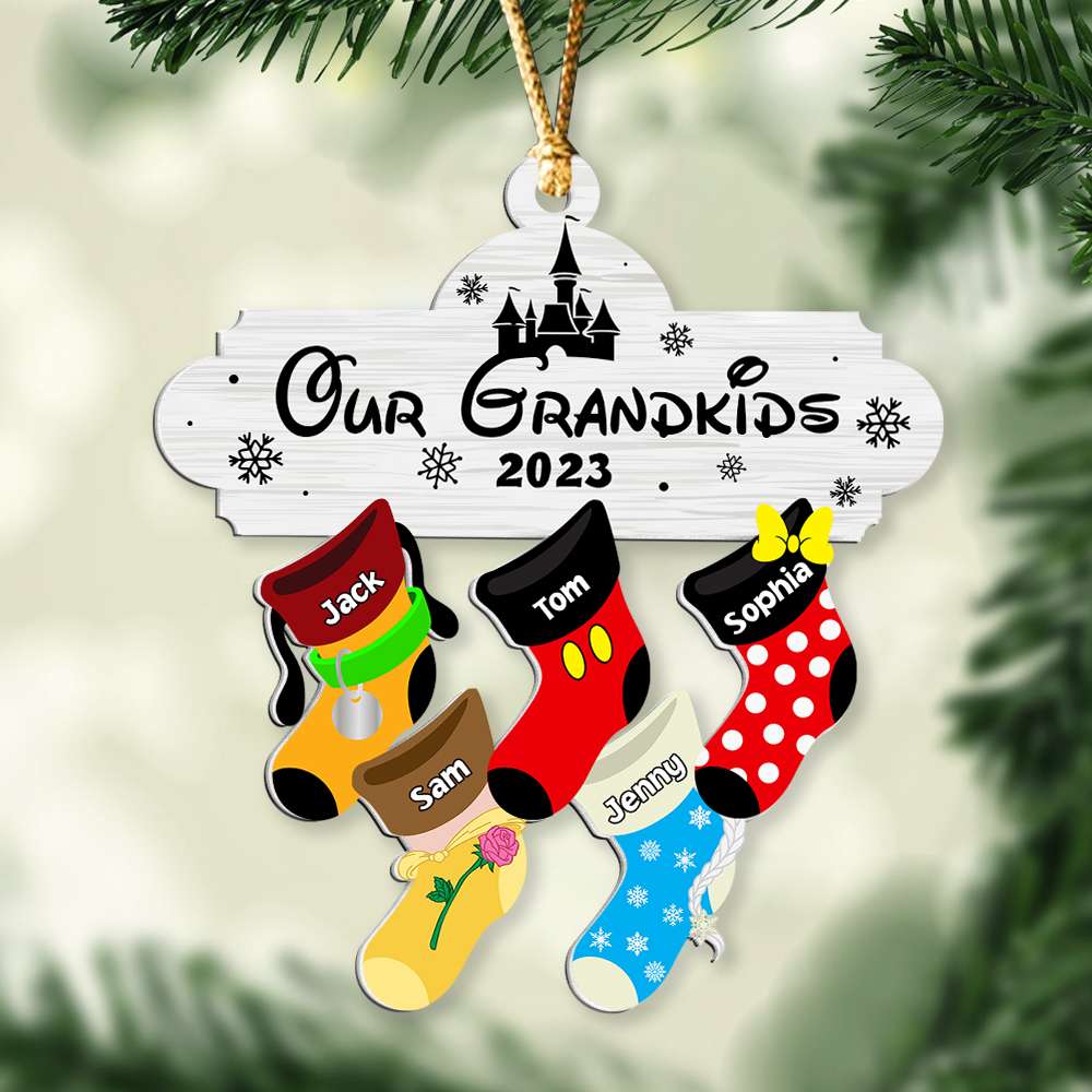 Gift For Family, Personalized Acrylic Ornament, Christmas Socks Kid Ornament, Christmas Gift 02NADT211023 - Ornament - GoDuckee
