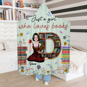 Personalized Gifts For Book Lovers Wearable Blanket Hoodie Just A Girl Who Loves Books - Blankets - GoDuckee