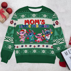 Personalized Christmas Gifts For Mom Ugly Sweater, Mom's Little Mischief 02KALU200924 - Ugly Christmas Sweater - GoDuckee