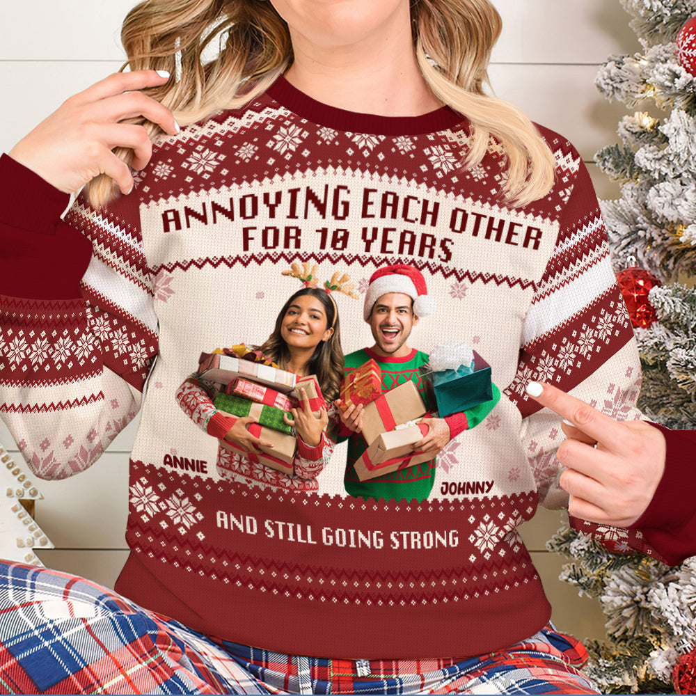 Custom Photo Gifts For Couple Christmas Ugly Sweater 01XQLU081024 - Ugly Christmas Sweater - GoDuckee