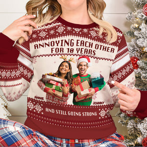 Custom Photo Gifts For Couple Christmas Ugly Sweater 01XQLU081024 - Ugly Christmas Sweater - GoDuckee