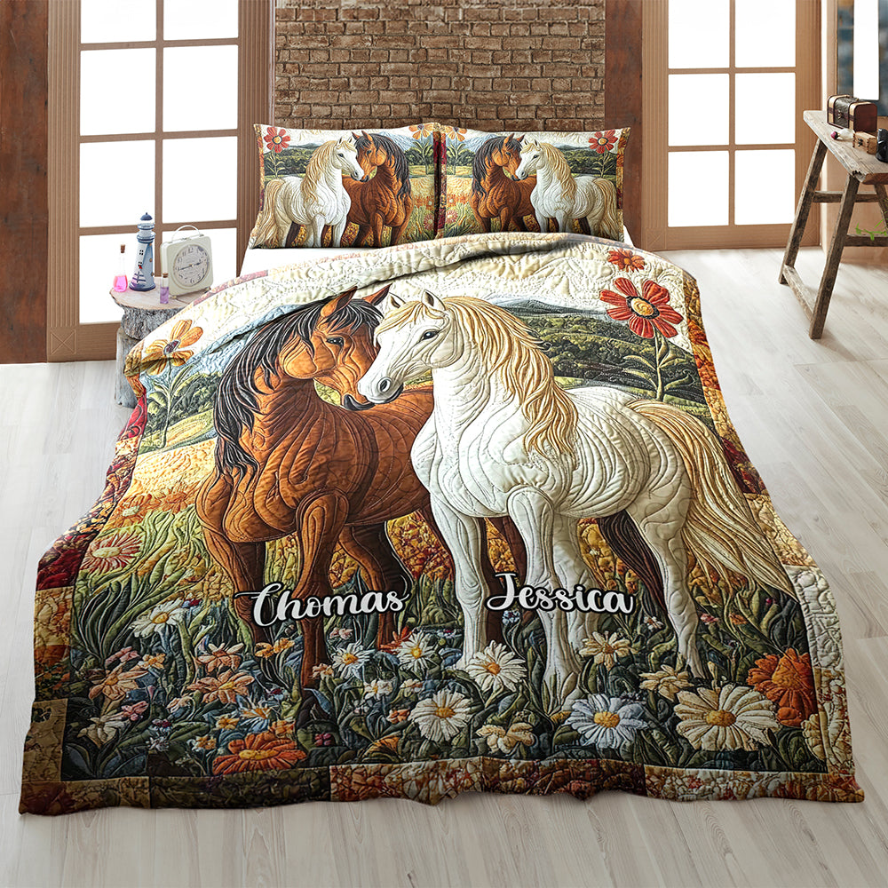 Personalized Gifts For Horse Couple Quilt Bedding Set Special Line 021kaqn170125 - Blanket - GoDuckee