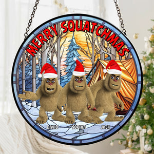 Personalized Gifts For Bigfoot Seeker Stained Glass Suncatcher, Merry Squatchmas 02qhtn160924 - Ornament - GoDuckee