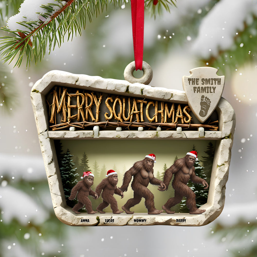 Wild Sasquatch Family Walking Acrylic Ornament - Personalized Gifts For Family 02QHTN301025 - Ornament - GoDuckee