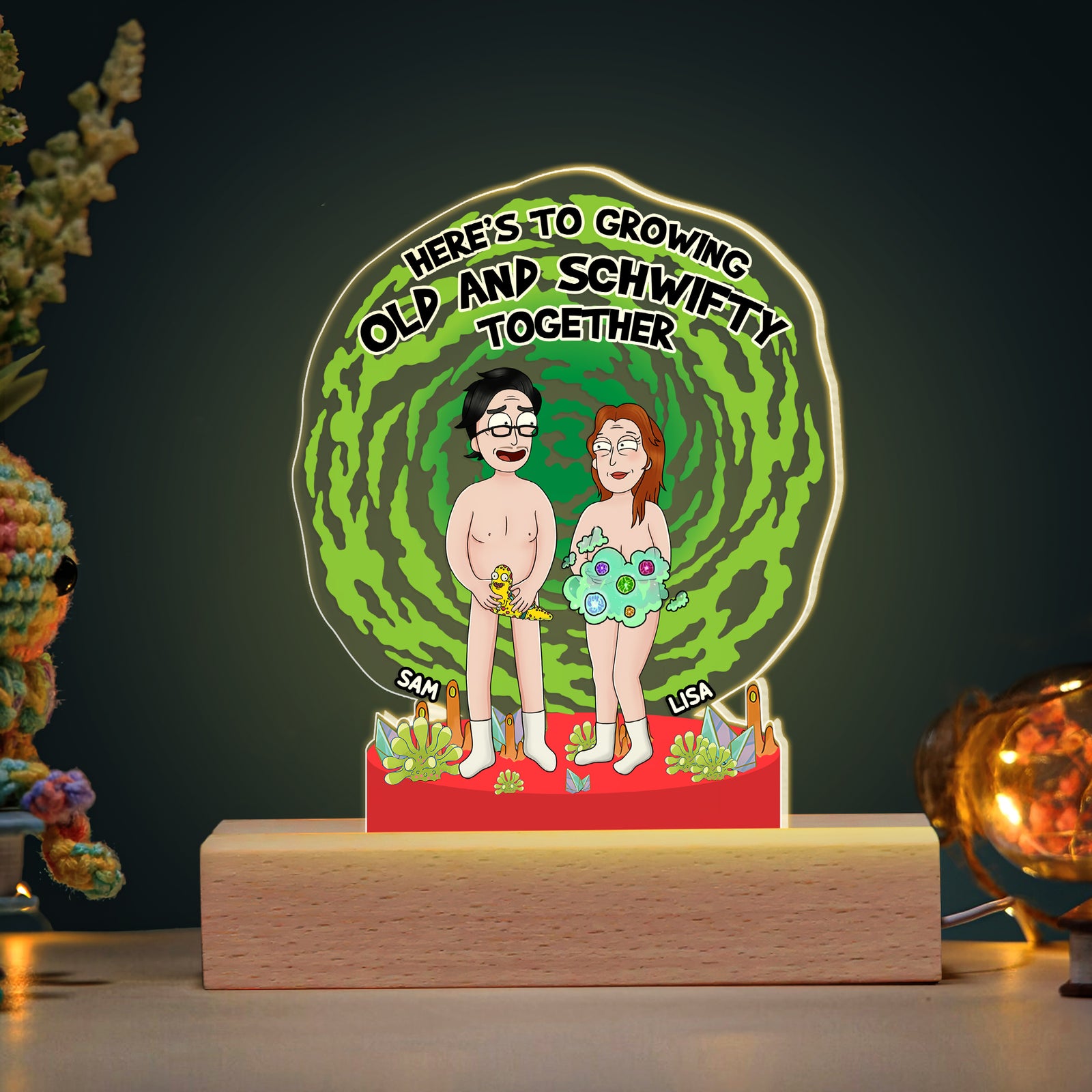 Personalized Gifts For Couple, Cartoon Couple Growing Old Together Led Light 05TOMH200724HG - Led Night Light - GoDuckee