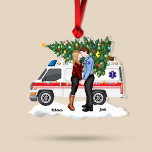 Gift For EMS Workers, Couple Gift, Personalized Acrylic Ornament, EMS Couple Ambulance Ornament. Christmas Gift - Ornament - GoDuckee