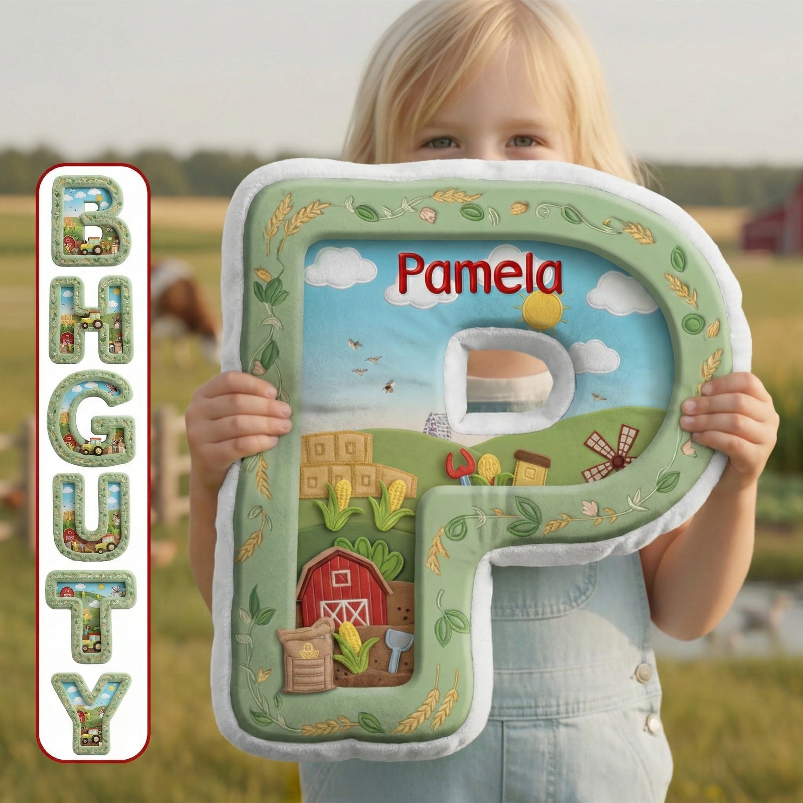 Farm Tractor Initial Letter Custom Shaped Pillow - Personalized Gifts For Kids 05kimg111225 - Pillow - GoDuckee