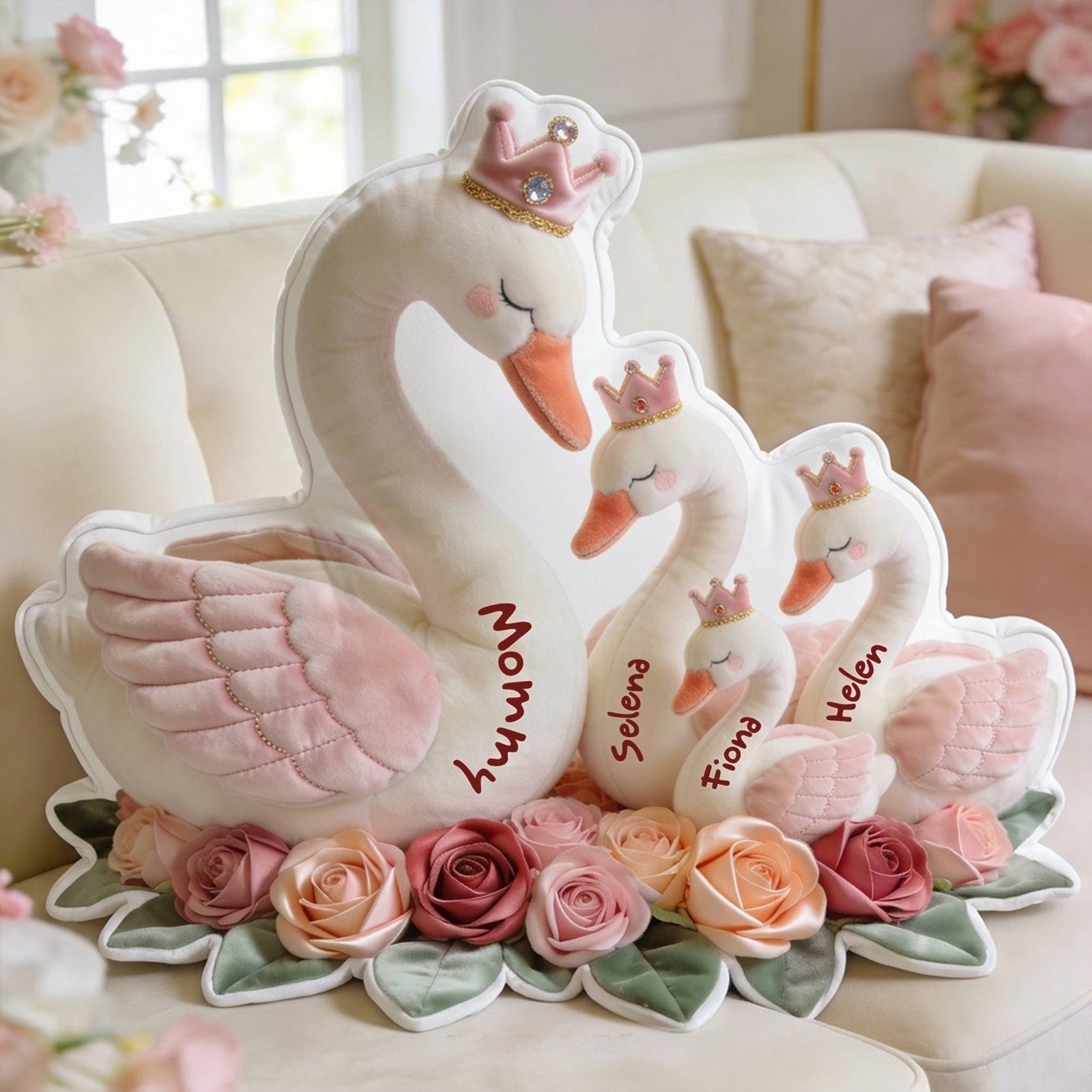 Mother Swan Love Her Baby Custom Shape Pillow - Personalized Gifts For Moms 04pglu160326 - Pillow - GoDuckee