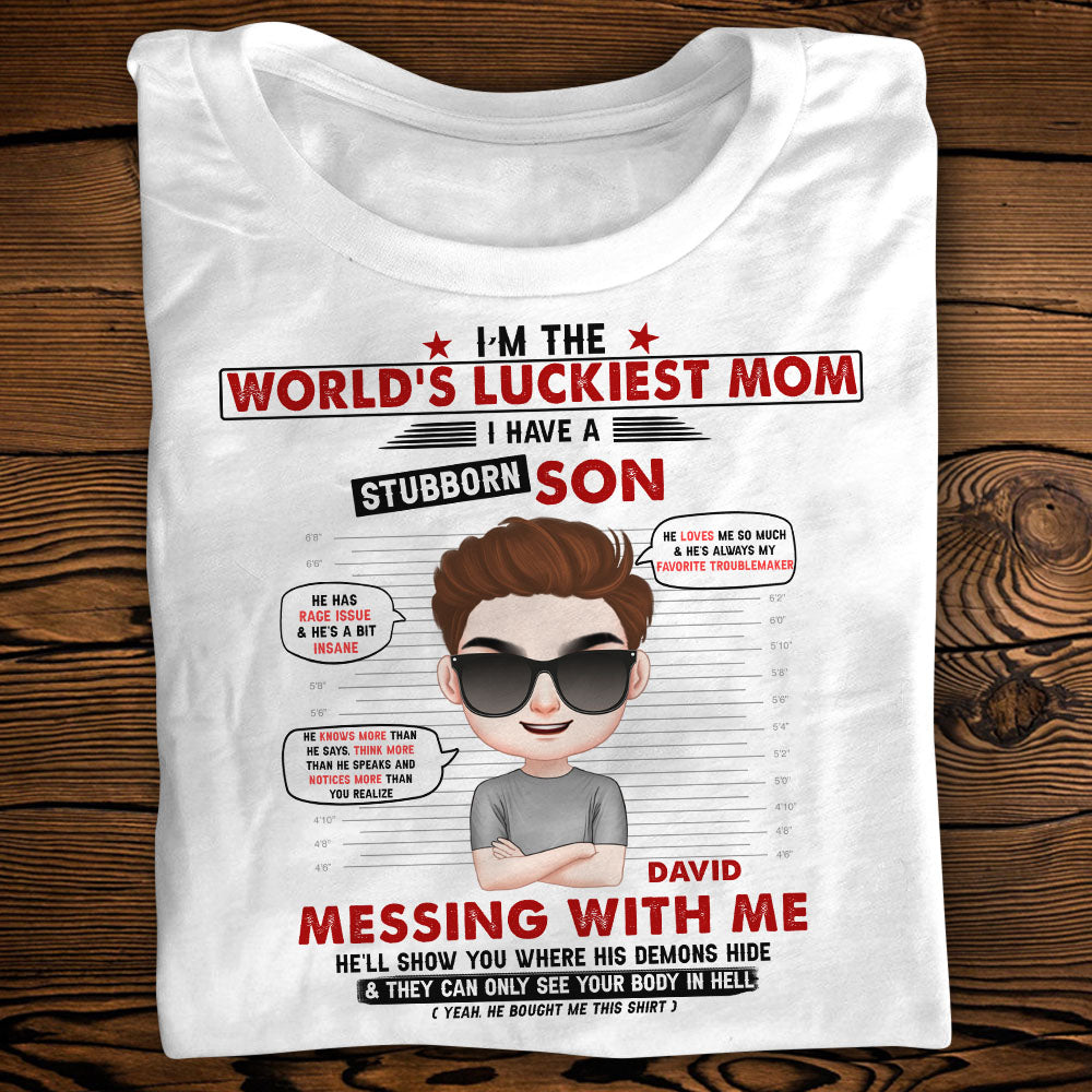 The World's Luckiest Mom Personalized Mother And Son Shirt Gift For Mom - Shirts - GoDuckee