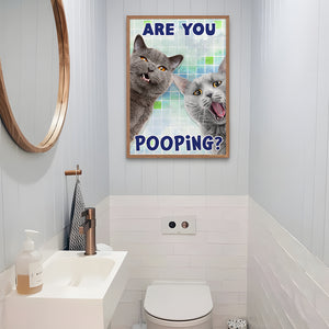 Custom Photo Gifts For Cat Lovers Canvas Print 02hupu050824 Funny Cats Bathroom Art - Poster & Canvas - GoDuckee