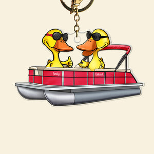 Personalized Gifts For Pontoon Lovers Keychain, Pontoon Duck Jolly Holiday 011qhqn310823 - Keychains - GoDuckee