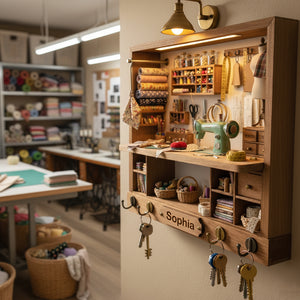 Sewing Nook Key Hanger - Personalized Gift For Sewing Lover 01HYTN111225 - Wood Sign - GoDuckee