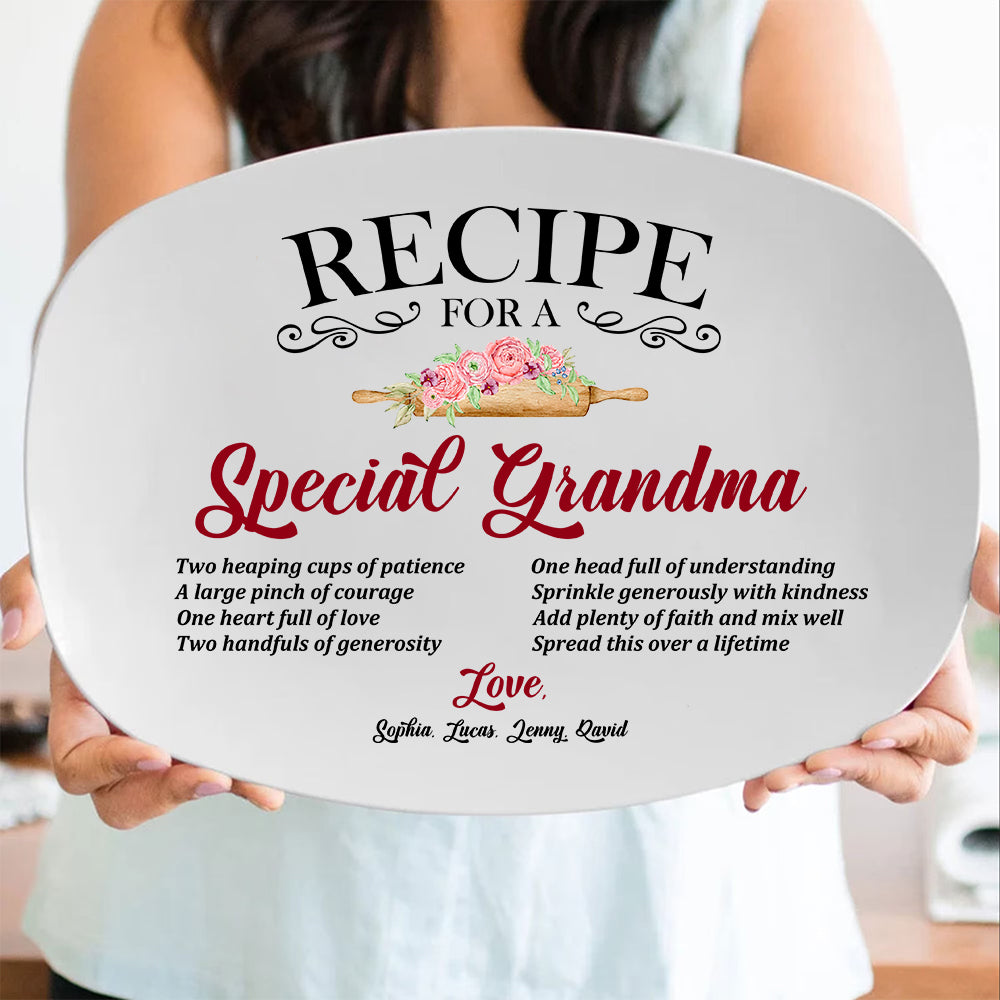 Recipe For A Special Grandma Personalized Resin Plate, Gift For Grandma - Resin Plate - GoDuckee