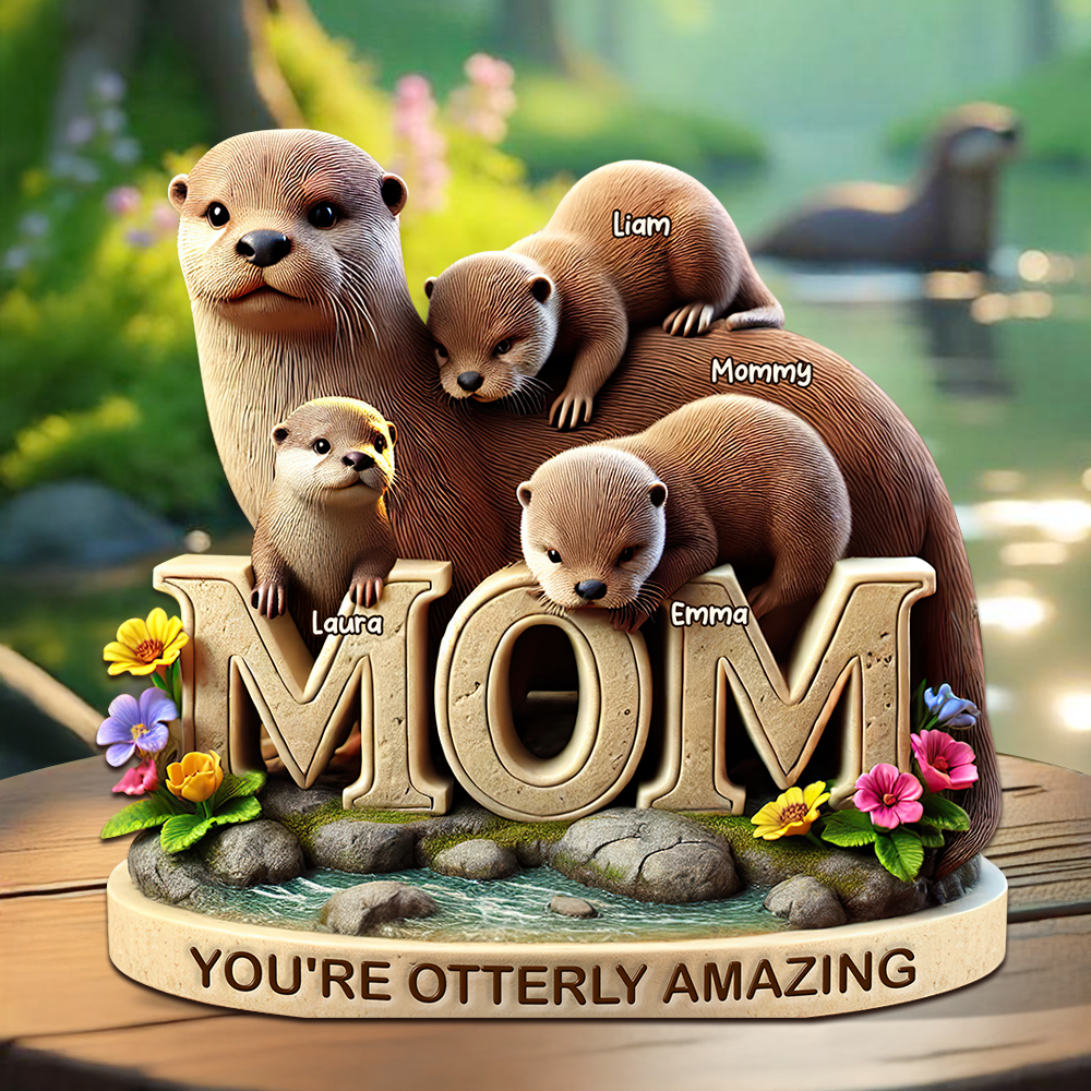Otter Mom Plaque - Personalized Gifts For Mom 01hupu190425 - Shaped Plaques - GoDuckee