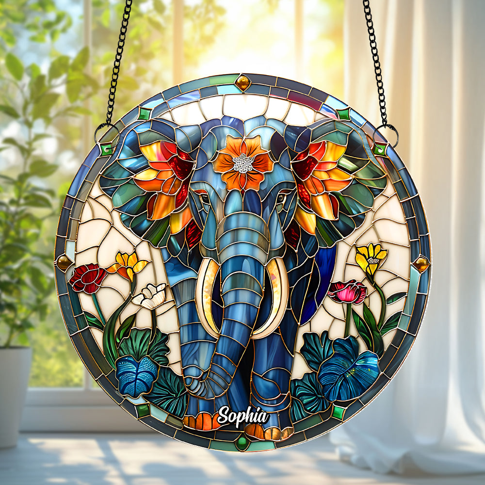Colorful Elephant Suncatcher Ornament Personalized Decor Gifts 01hutn180725 - Ornament - GoDuckee