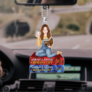 Personalized Gifts For Book Lovers Car Ornament Pretty Reading Girl 03hupu040324pa - Ornaments - GoDuckee