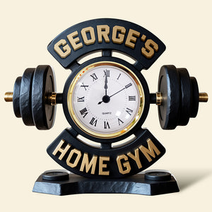 Home Gym Desk Clock Plaque - Personalized Gifts for Gym Lovers 03toqn260525 - Clock Plaques - GoDuckee