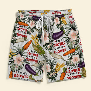 I'm A Grower Not A Shower - Funny Men Beach Shorts - Gifts For Farmer & Plant Lover - Gift For Him - Beach Shorts - GoDuckee