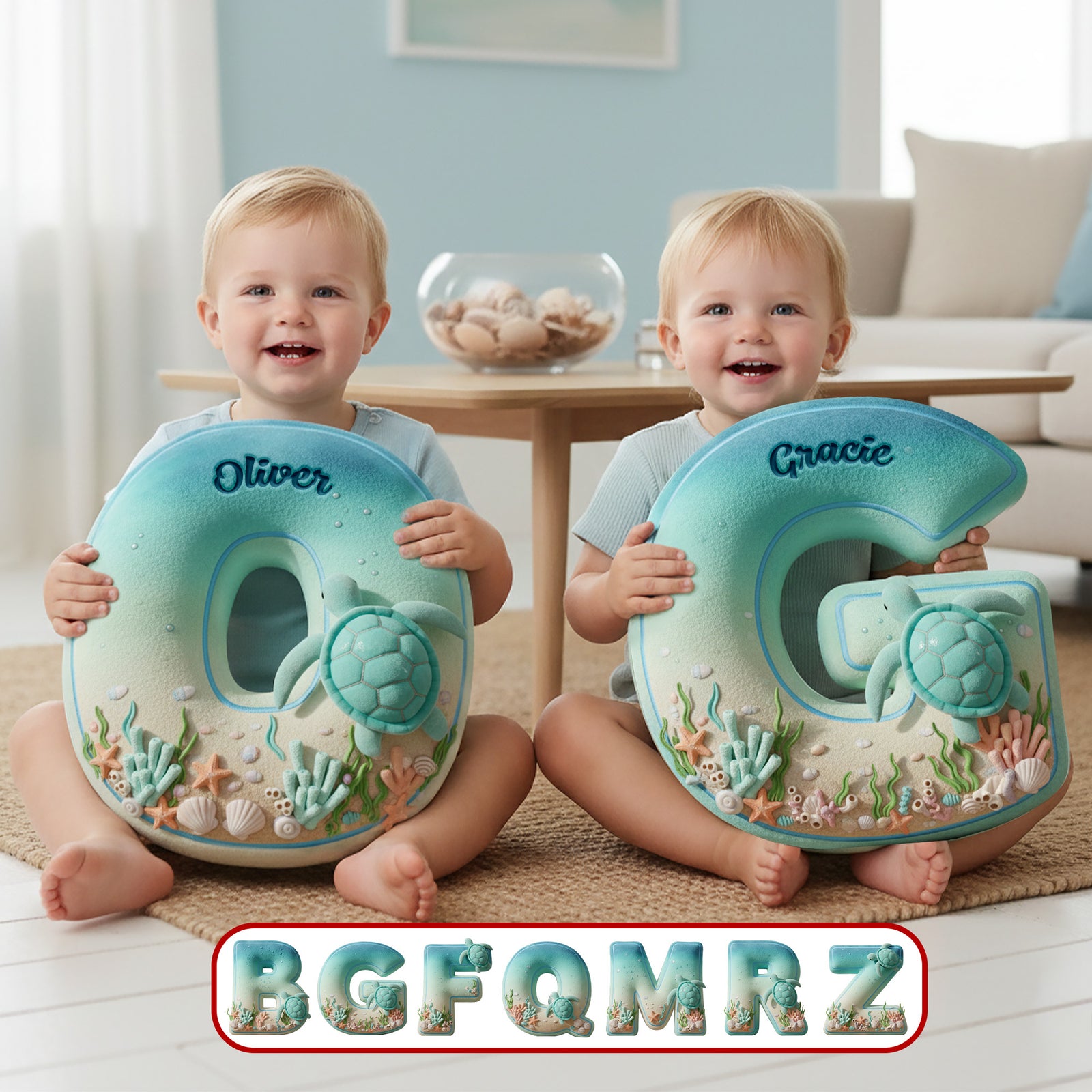 Sea Turtle Alphabet Custom Shaped Pillow - Personalized Gifts 04kimg091225 - Pillow - GoDuckee