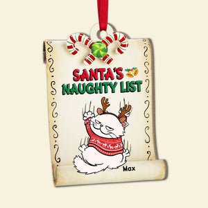 Santa's Naughty List, Personalized Wood Ornament, Christmas Gift For Cat Lovers - Ornament - GoDuckee